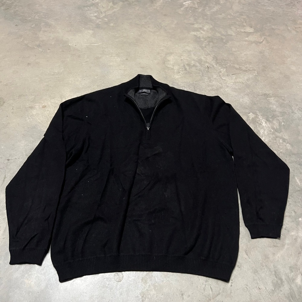 JWN Nordstrom Mens Black 100% Cashmere Quarter Zip Sweater XL IS91894MN